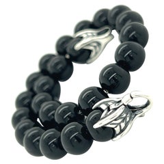 David Yurman Estate Onyx Spiritual Beads Bracelet 8" Sterling Silver