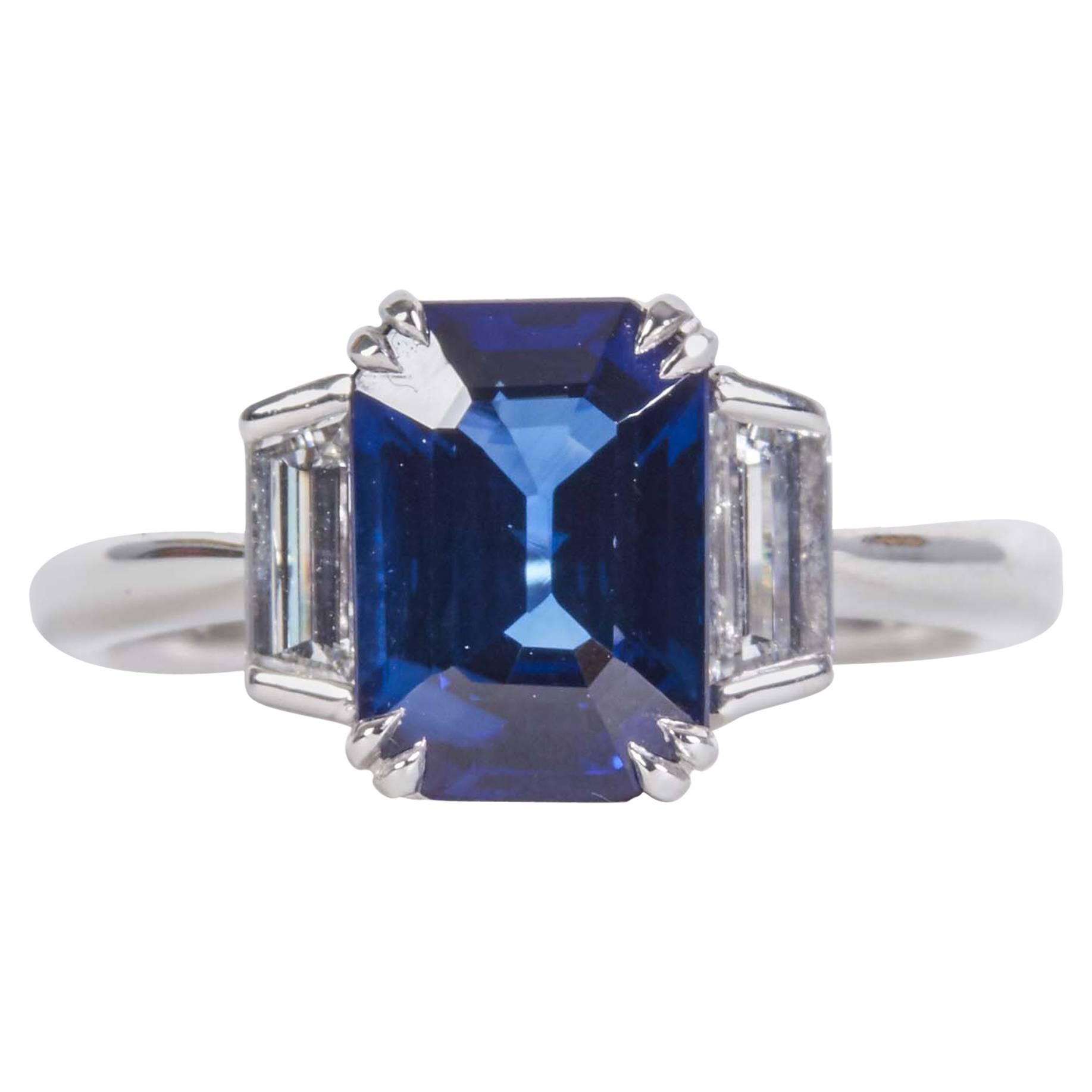 GIA Certified Sapphire and Diamond Ring 