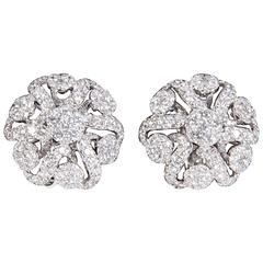 Diamond Scene 2.98 Carats Diamonds Gold Button Earrings 8