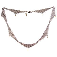 Allison Stern Sterling Silver Gold Chain Maille Mesh Necklace
