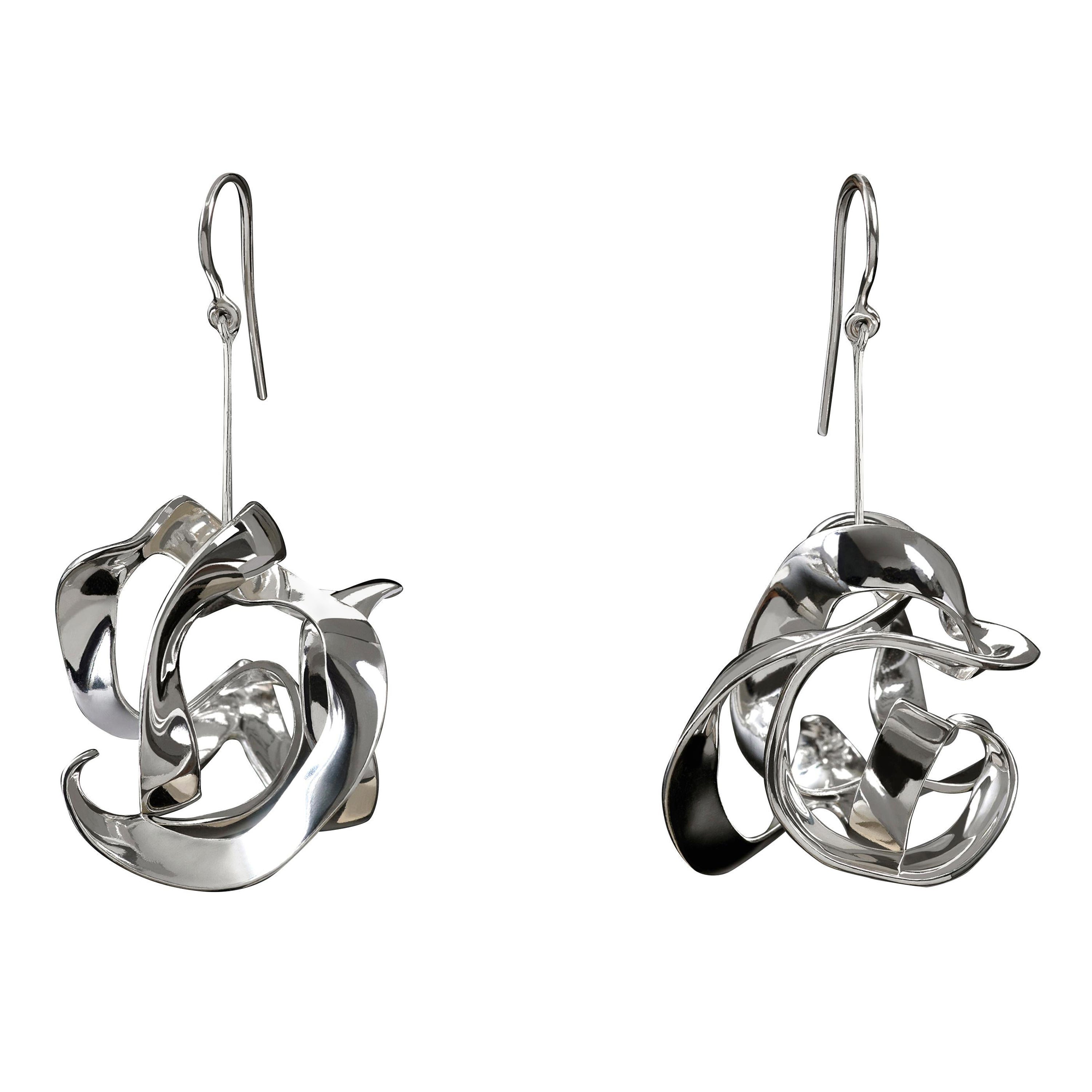AGMES Sterling Silver Sculptural Drop Earrings at 1stDibs