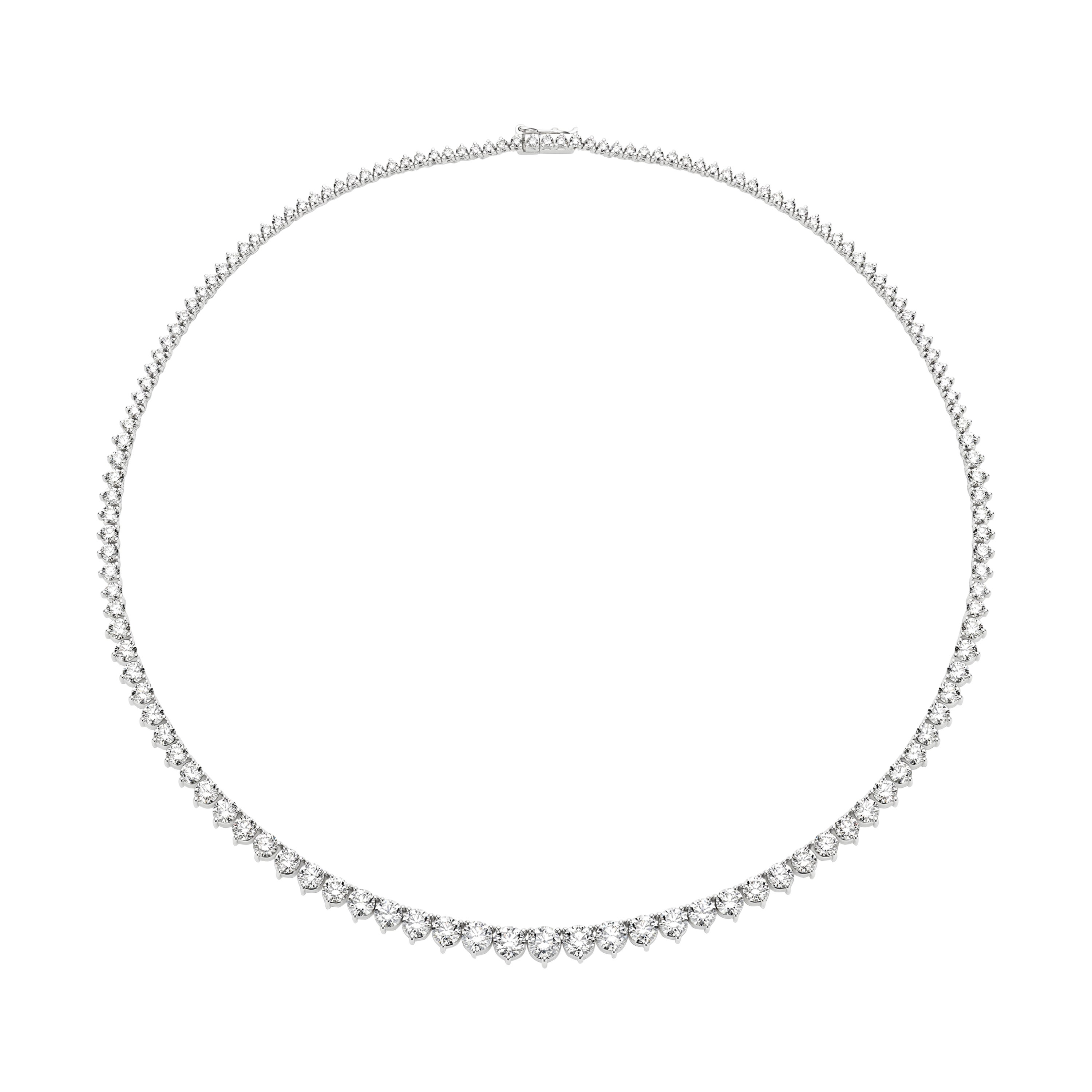 23 Carat Round Diamond 18K White Gold Riviera Tennis Necklace  For Sale