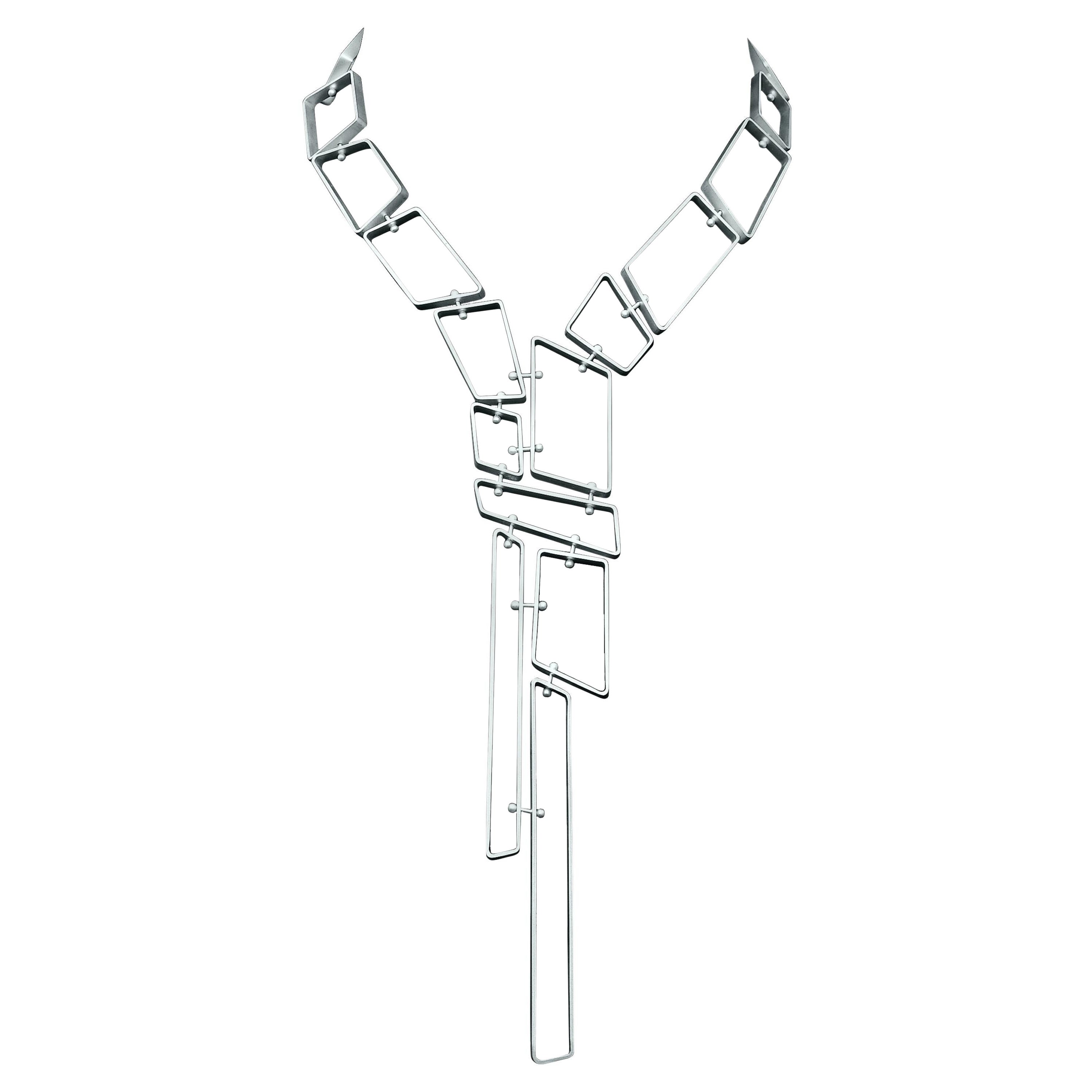 Nathalie Jean Contemporary Sterling Silver Limited Edition Link Drop Necklace