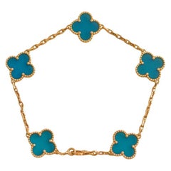 Van Cleef & Arpels Vintage Alhambra Agate Yellow Gold Bracelet