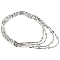 Used John Hardy Sterling Silver and Diamond 8 Station Bali Classic 4 Row Necklace