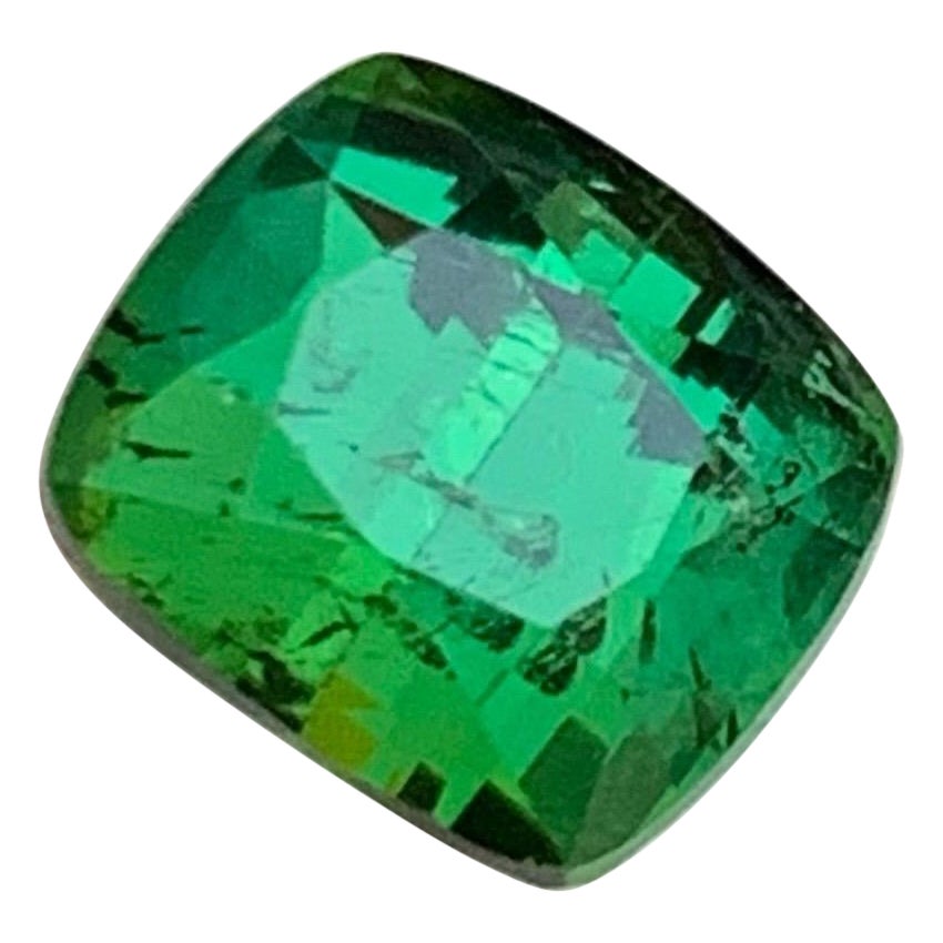 Rare Green Cushion Cut Natural Tourmaline Loose Gemstone, 5.05 Carat-Afghanistan For Sale