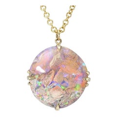 NIXIN Jewelry A Walk on the Moon Australian Opal Necklace in Gold with Diamonds