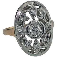 Edwardian Diamond Platinum 18 Karat Ring Continental, circa 1910