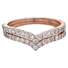 0.79 Carat Round Cut Diamond Rose Gold Bands