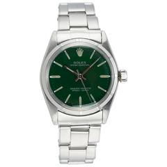 Rolex Midsize Steel Wristwatch with Custom Green Dial, Ref 6549