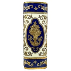 Used Le Must de Cartier Very Rare Royking Lighter, 18k Gold Plating & Enamel Inlay 