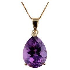 Vintage 7.35 Carat Amethyst Pear Shape Pendant Necklace