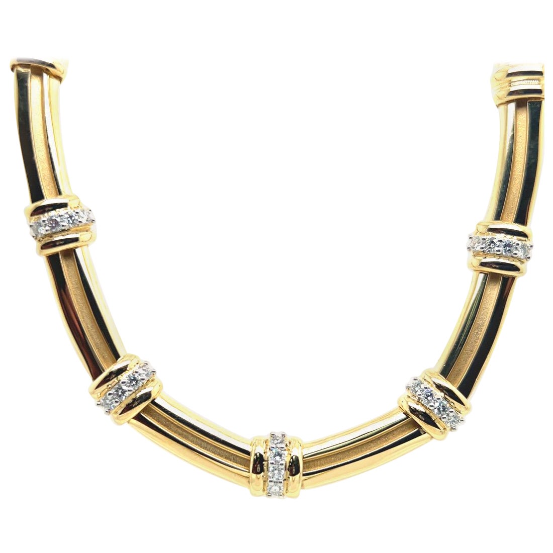 Tiffany & Co Atlas Gold and Platinum 1 Carat Natural Diamond Necklace Circa 1995