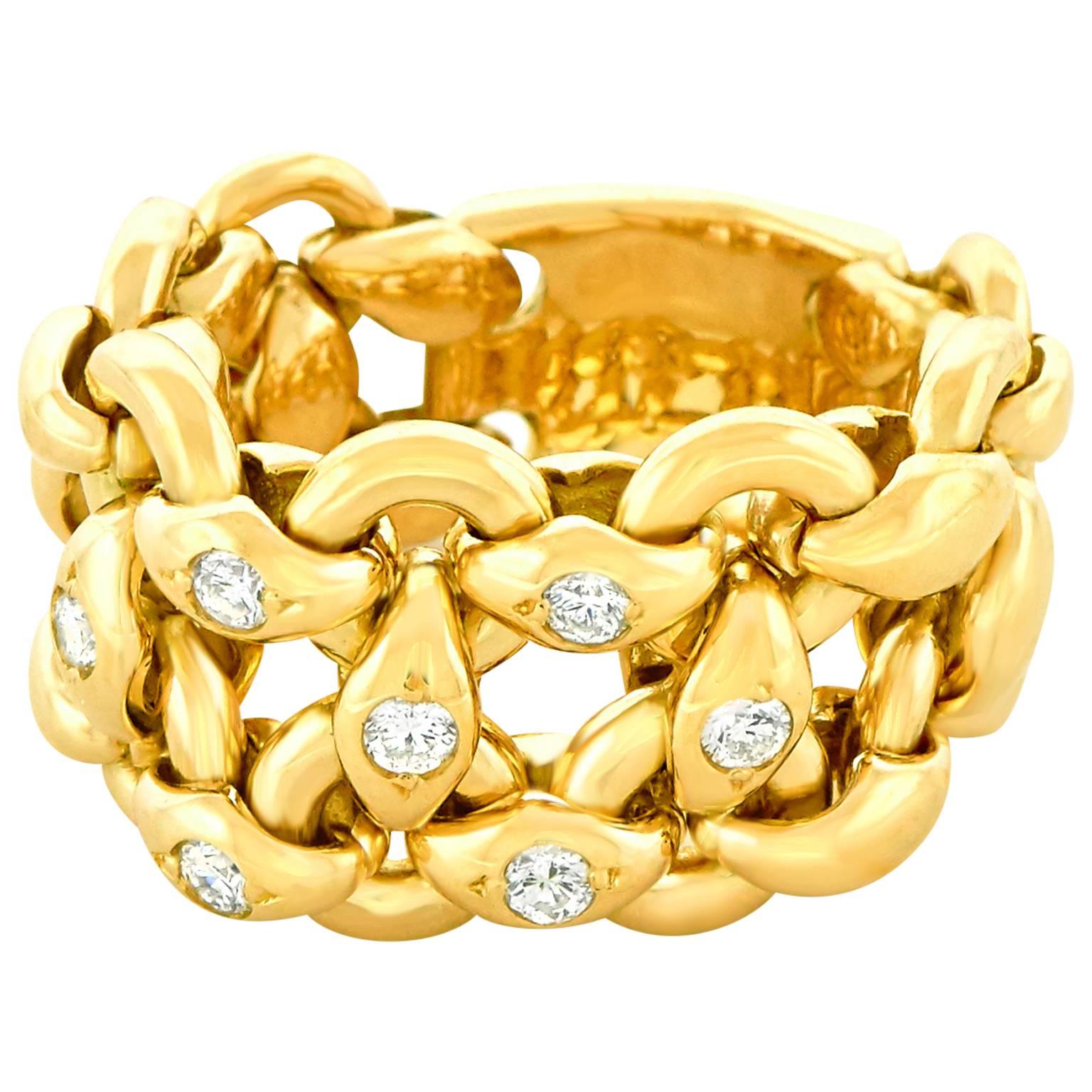 Hermes Flexible Yellow Gold & Diamond Ring