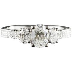 1.32 Carat Total Weight Diamond 3 Stone Gold Engagement Ring 7