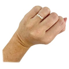 Retro 14ct Gold Pearl Four Stone Ring