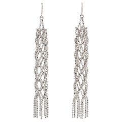 Tiffany & Co. 18K Weißgold Fransen Perlen Quaste Tropfen baumeln geflochtene Ohrringe