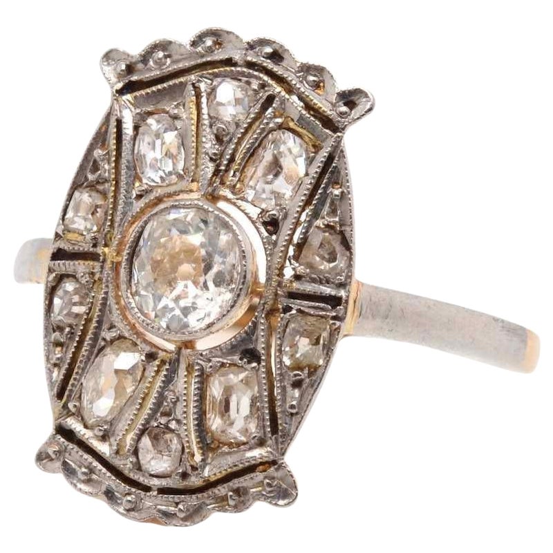 Art Deco diamonds ring in gold and platinum For Sale