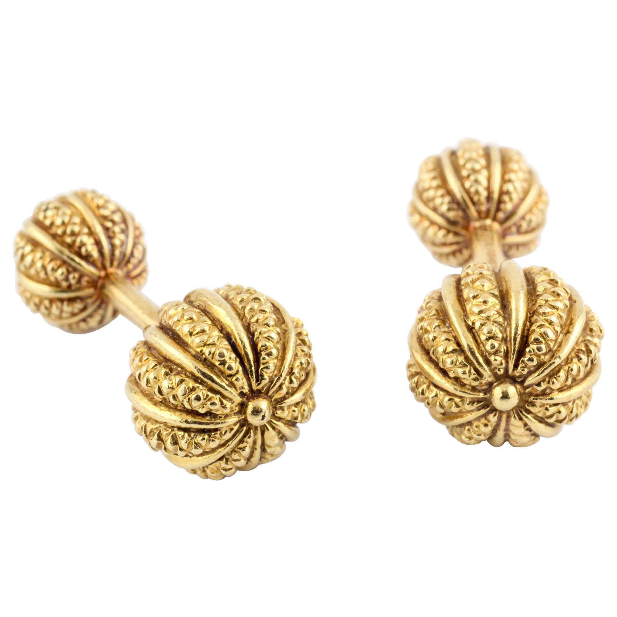 Tiffany & Co. Schlumberger 18k Yellow Gold Seed Dumbbell Cufflinks