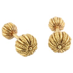 Used Tiffany & Co. Schlumberger 18k Yellow Gold Seed Dumbbell Cufflinks
