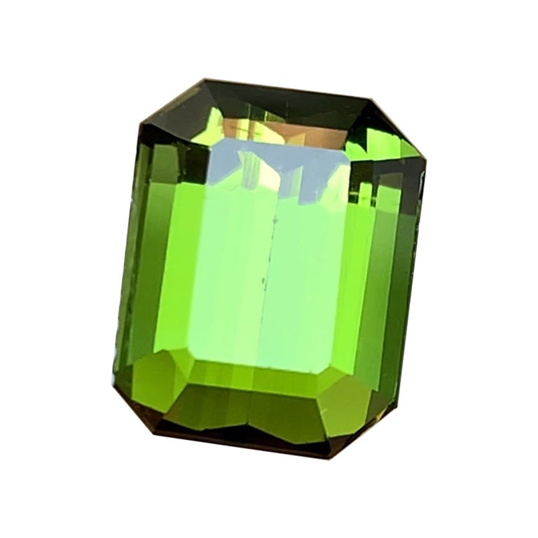 Rare Green Emerald Cut Natural Tourmaline Loose Gemstone, 5.35 Carat-Afghani For Sale