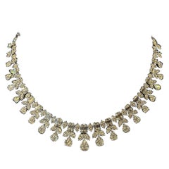 Majestic 45 Carat Diamond Cascading Princess Necklace in 18 Karat White Gold