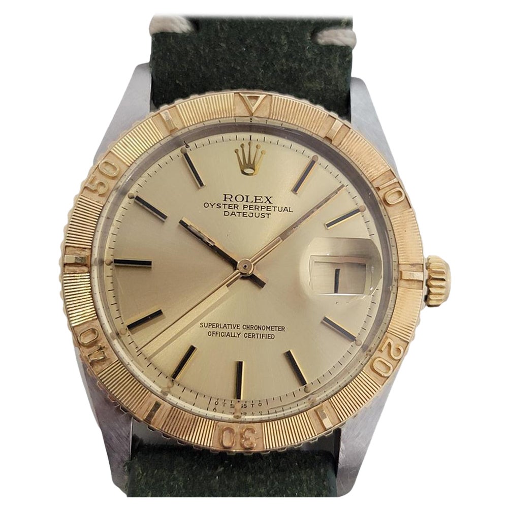 Mens Rolex Datejust Ref 1625 Thunderbird 36mm 18k Gold SS Auto 1970s RA355G For Sale