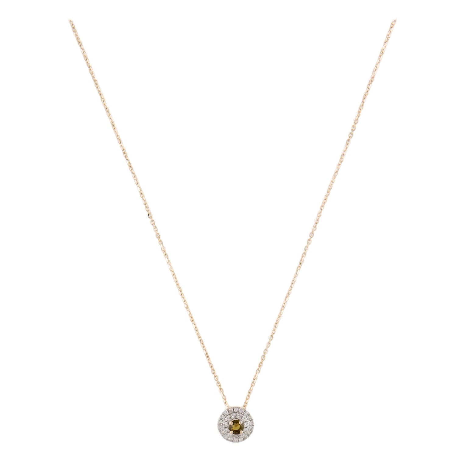 Collier pendentif exquis en tourmaline et diamant 14K : Elegance Timeless, Luxe