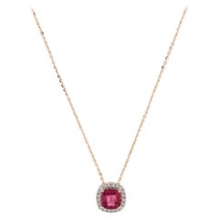Exquisite 14K Tourmaline & Diamond Pendant Necklace: Luxe Statement Piece