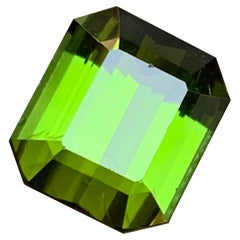 Vivid Green Natural Tourmaline Ring, Pendant Loose Gemstone 6.25 Ct Emerald Cut