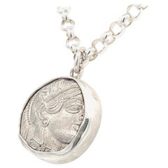 Antique Athena Necklace Coin Pendant Genuine Ancient Greek Athenian Silver Tetradrachm