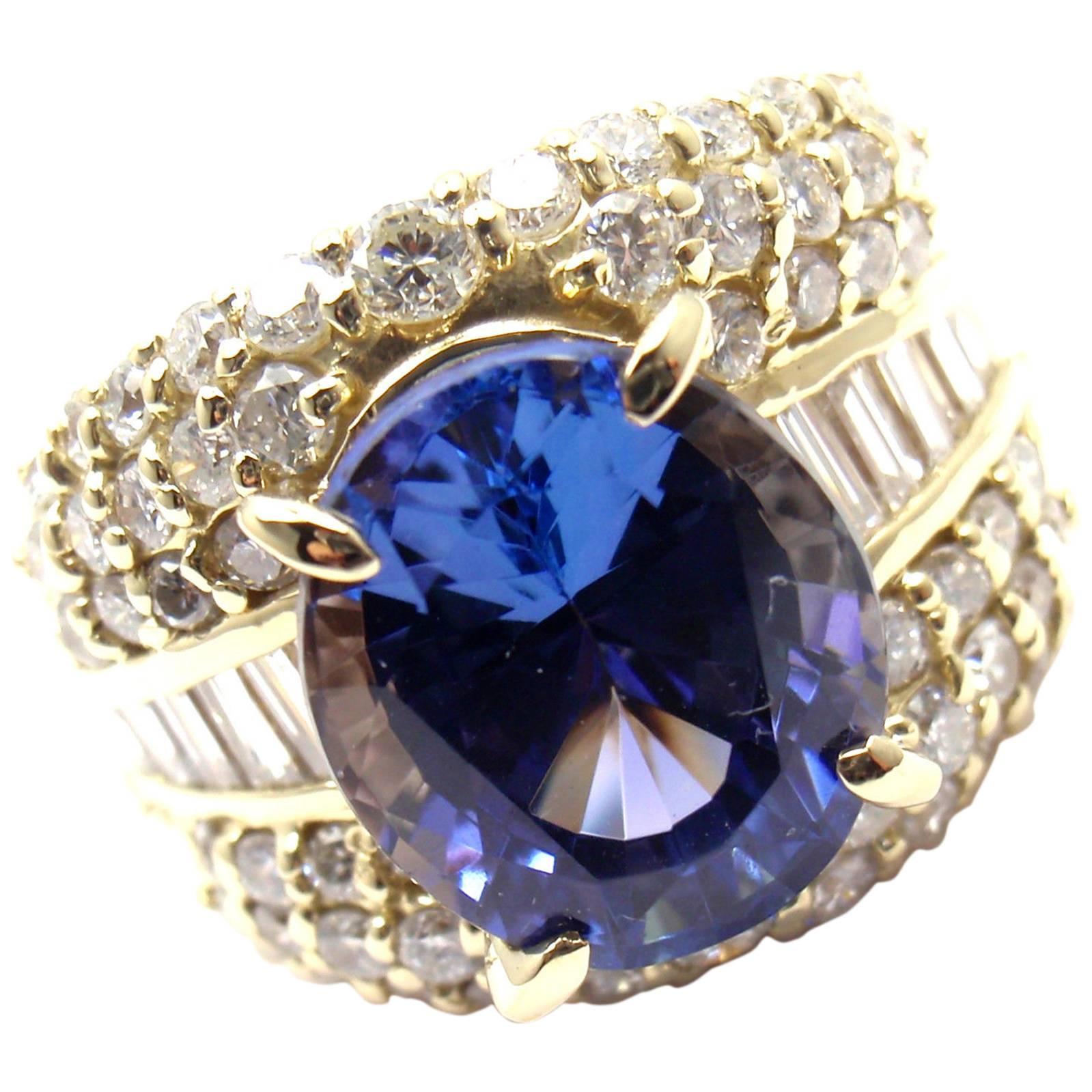  Diamond Large Tanzanite Cocktail Ring