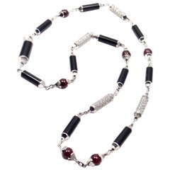 Cartier Le Baiser Du Dragon Diamond Onyx Ruby White Gold Necklace