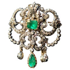 Baroque Iberian (Spain) Emerald and Diamond Pendant/Brooch 18Th Century