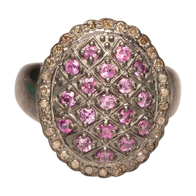 Burmese Ruby and Diamond Dome Cocktail Ring For Sale
