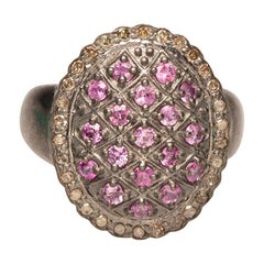 Burmese Ruby and Diamond Dome Cocktail Ring
