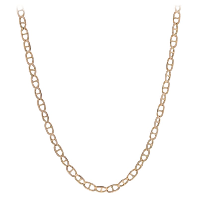 Yellow Gold Anchor Chain Necklace 22 1/2" - 14k Mariner Italy Unisex