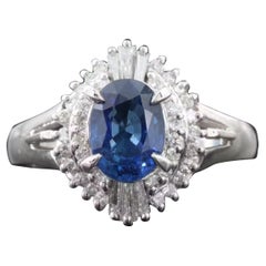 $9500 / GIA certified Ceylon Sapphire & Diamond Platinum Ring with GIA Report
