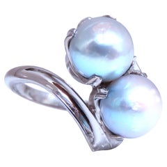 6mm Natural Gray Cultured Pearl Ring 14kt