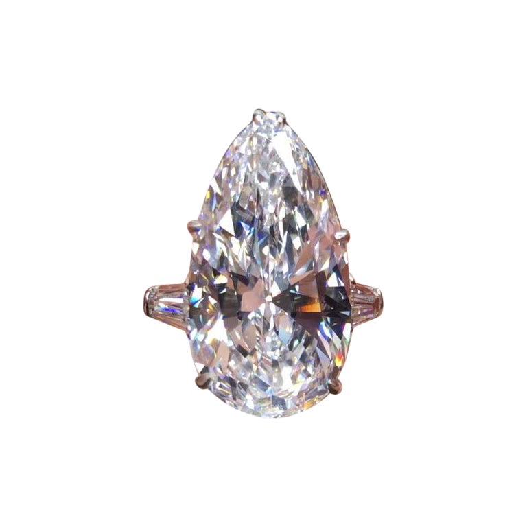A MORCHA 10ct D Flawless Pear Shape Diamond Ring. Accompanied with a GIA cert For Sale