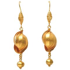 Pair of Art Deco Gold Dangle Earrings