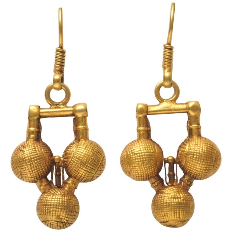 Indian 22 Karat Gold Drop Earrings at 1stDibs