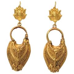 Rare Antique Indian Gold Earrings 