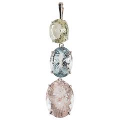 Three Oval Beryl Pendant in Sterling Silver 6