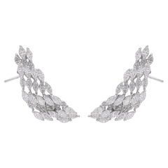 Nature 3.6 Carat Marquise Diamond Ear Cuff Earrings 14 Karat White Gold Jewelry