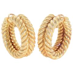 Hammerman Brothers Huge Twisted Gold Hoop Earrings 1
