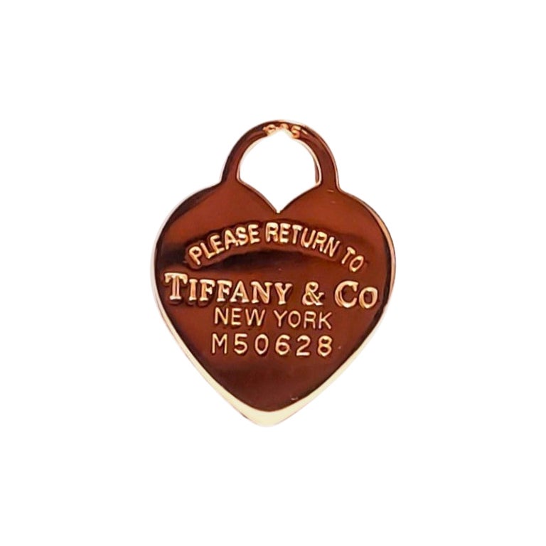 Tiffany &Co.925 Silver Heart Charm Rose Gold Plated Pendant For Sale