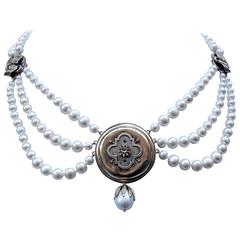 One-of-a-Kind European Graduated Pearl Yellow Gold Necklace 8