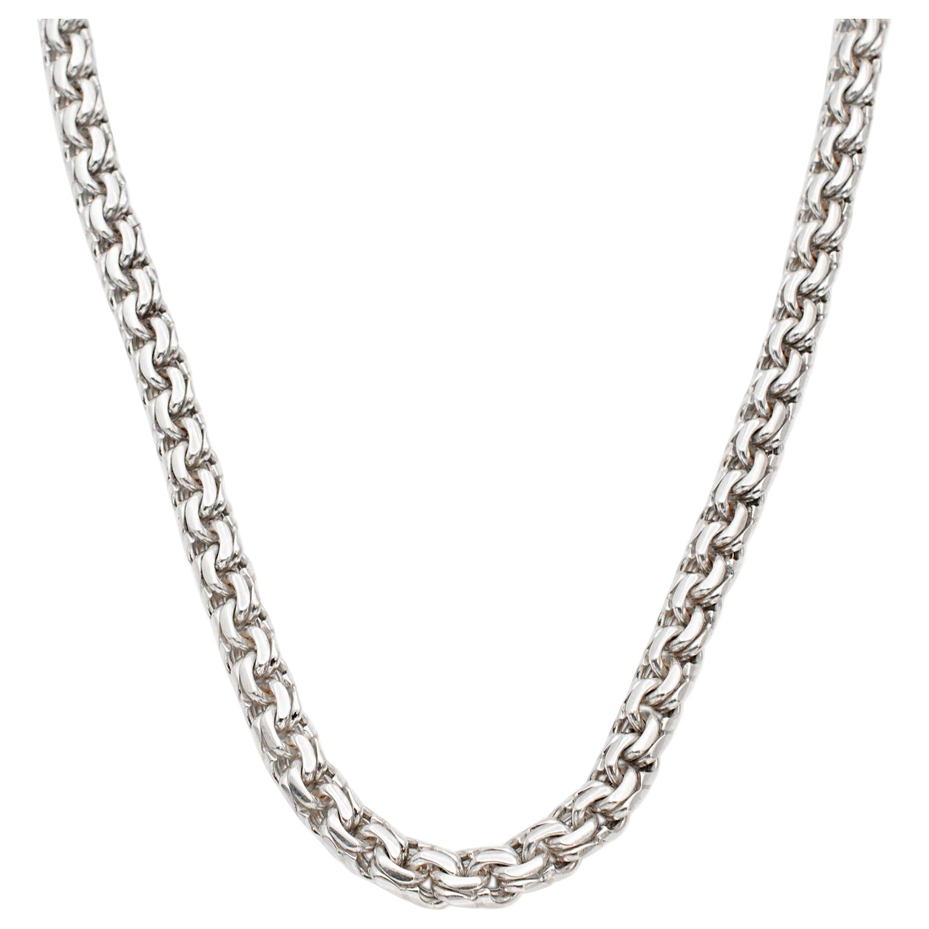 925 Sterling Silver Franco Wheat Chain Necklace 21” For Sale