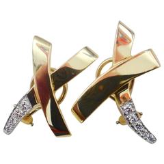 Tiffany & Co. Paloma Picasso Pave Diamond Yellow Gold Platinum X Earrings